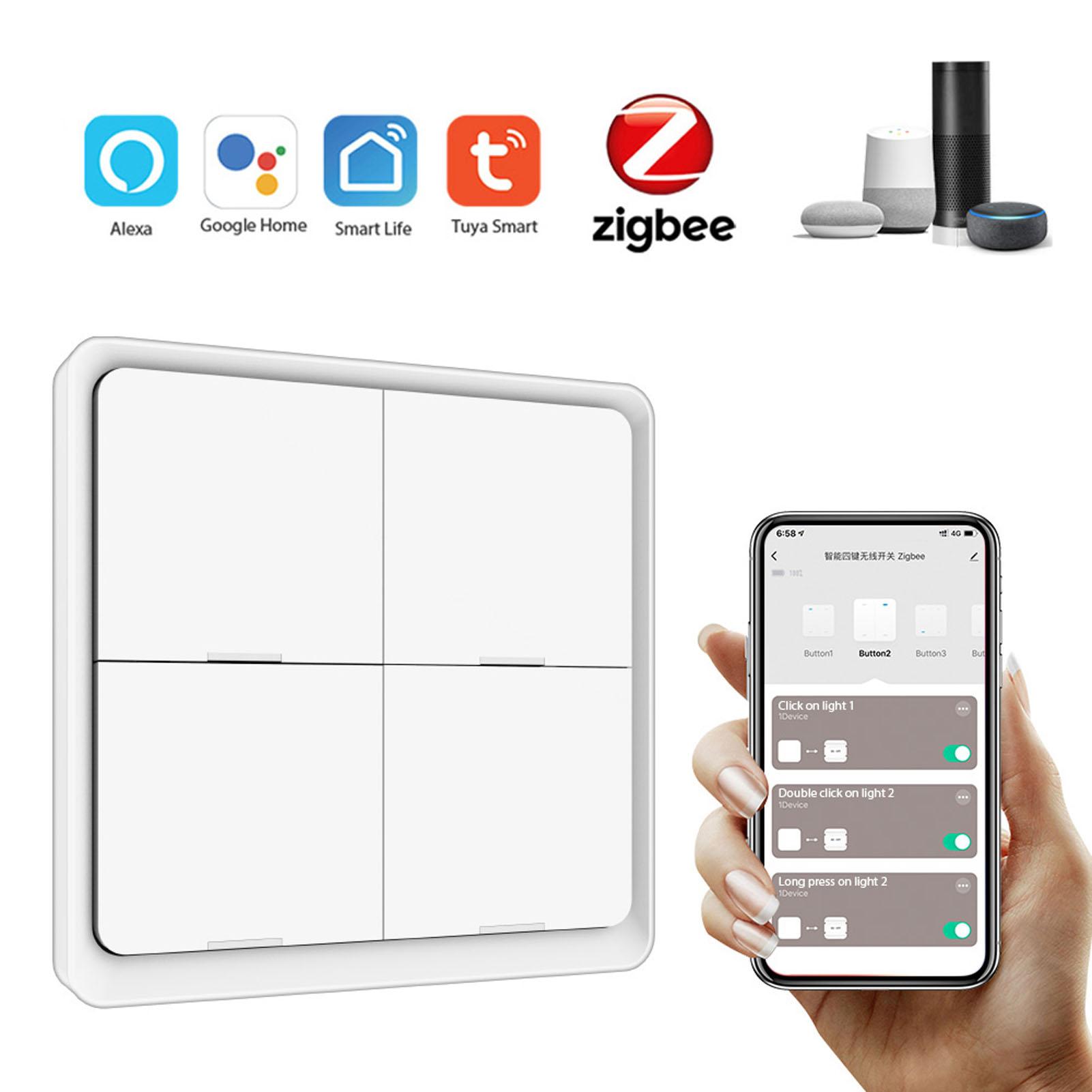 

Wireless , 4 Gang Scene Panel, No Wiring Required, Stick to Wall, Smart Life for Home Automation