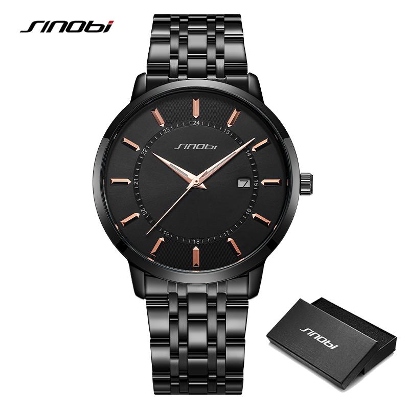 SINOBI Fashion Men's Watches Original Design Top Luxury Mans Quartz Wristwatches Best Gifts Clock for Husband