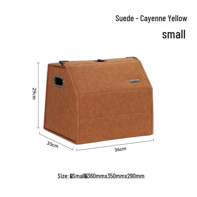 Großer Kofferraum-Organizer für das Auto, Leder mit Schafsfellmuster, Aufklappbares faltbares Design.