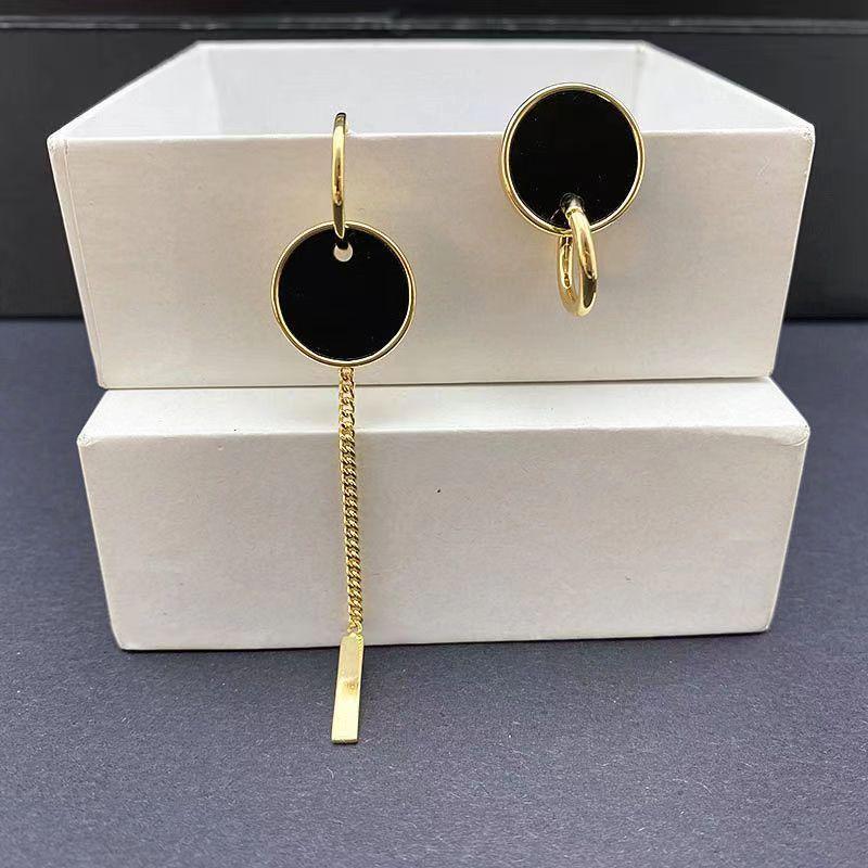 2023 Trendy Geometric Asymmetrical Tassel Stud Earrings: High-End Niche Design, Simple Round Ear Jewelry