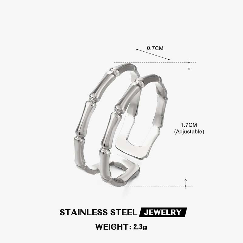 Stainless Steel Line Open Rings for Women Trendy Simple Geometric Adjustable Personality Finger Ring Wedding Party Zircon Gifts