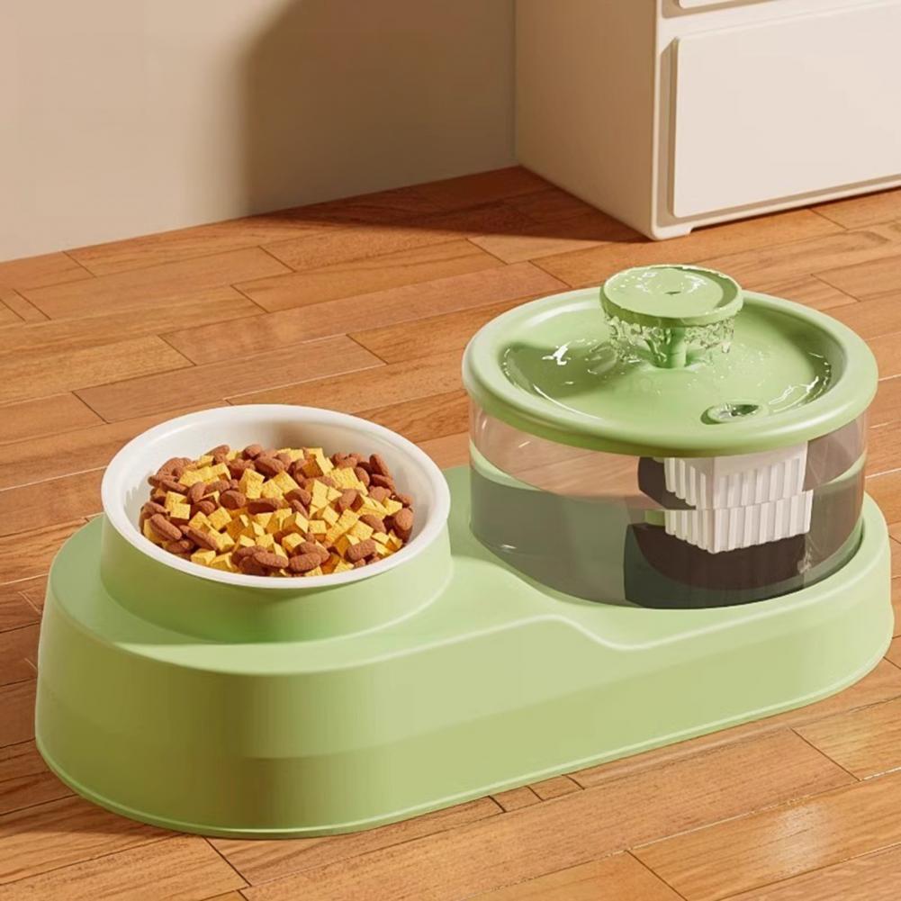 Filtered Cat Water Fountain Pet Drinking Fountain Automatic Cat Feeder Water Fountain Set for Indoor Cats 2-in-1 Food for Small