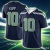 New Men Seattle #10 Kupp Navy Home Jersey Name Number V Neck Short Sleeve Breathable Sports Game Fan Daily Wear Family Matching