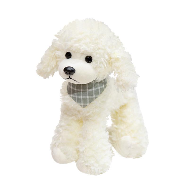 Plush Poodle Dog Toy With Checkered Scarf Design For Kids And Collectors