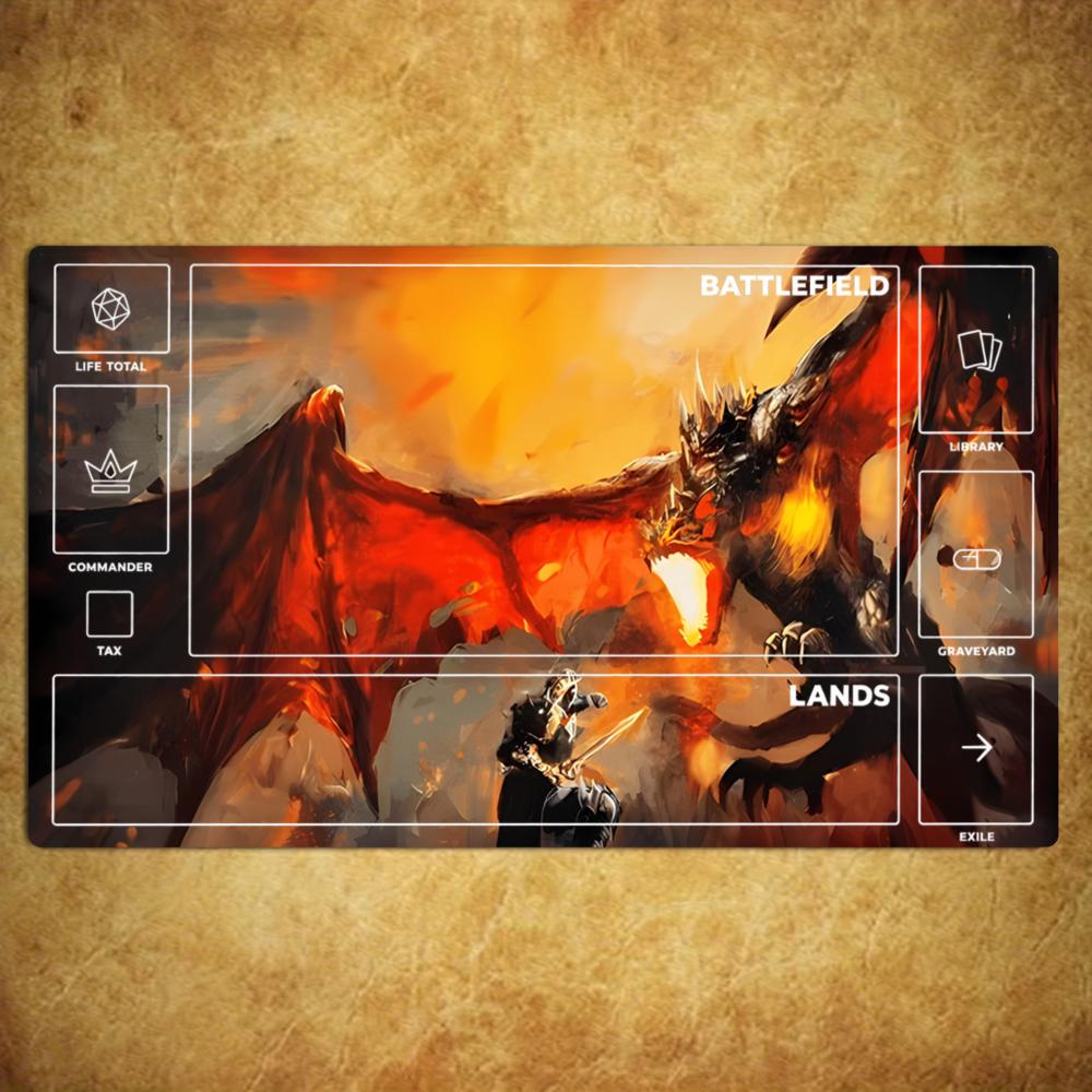 Red Wing Fire Dragon Magic Card Battle Mat TCG Playmat Anti-Slip Base Gathering Gaming Mat Board Game Mat for TCG