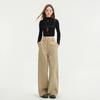 Women's High Waist Wide Leg Jeans Loose Fit American Retro Stitching Design Khaki Denim Pants Winter Thick Floor Length Straight Trousers