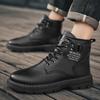 Herbst Herrenschuhe neue High-Top Martin Stiefel Herren trendige vielseitige Plateau Tooling Schuhe lässige Lederstiefel schwarze kurze Stiefel