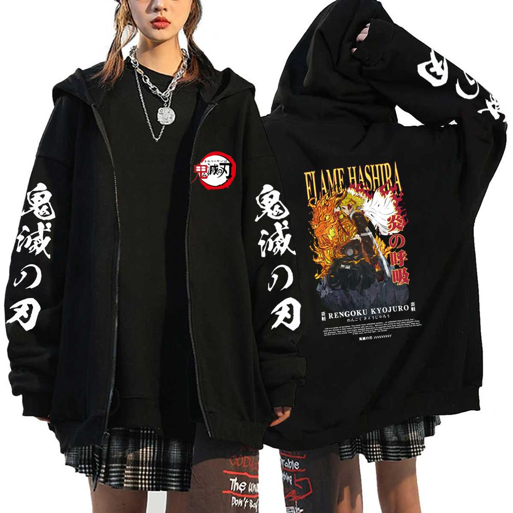 Demon Slayer Zipper Sweatshirts Zip Up Hoodie Anime Hoodies Unisex Hip Hop Streetwear Nezuko Kamado Graphic Y2K Clothes