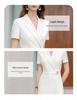 Women's Professional White Summer Dress - Short Sleeve & Waist-Slimming Design for Office Wear