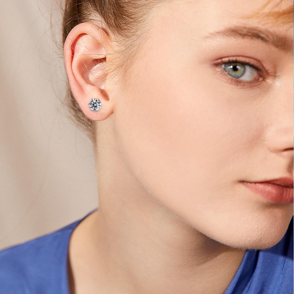 Weiße Zirkonia-Ohrringe 3-8 mm, modische Luxus-Ohrringe für Damen, antiallergische Ohrringe, hochwertige, lichtechte, glänzende Ohrringe