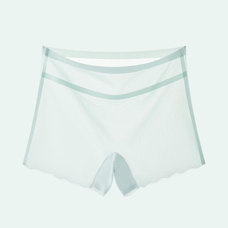 Plus Size Women's Summer Ice Silk Non Mark Quick Drying Breathable Cotton Crotch High Waist Flat Angle Briefs
