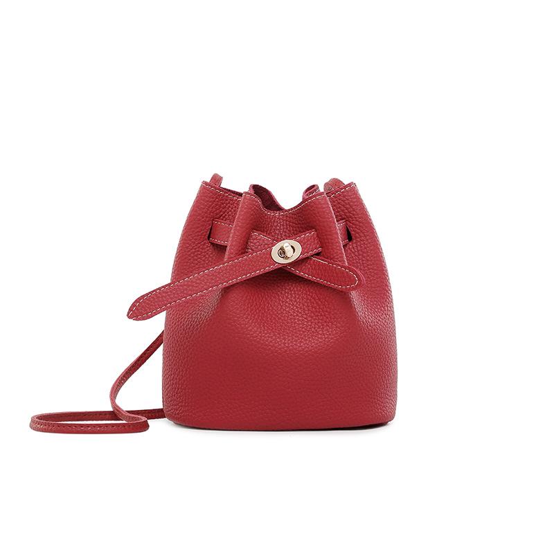 Borsa Secchiello Semplice Guangzhou, Borsa Piccola con Chiusura a Fibbia Larga, Monocolore Casual a Spalla