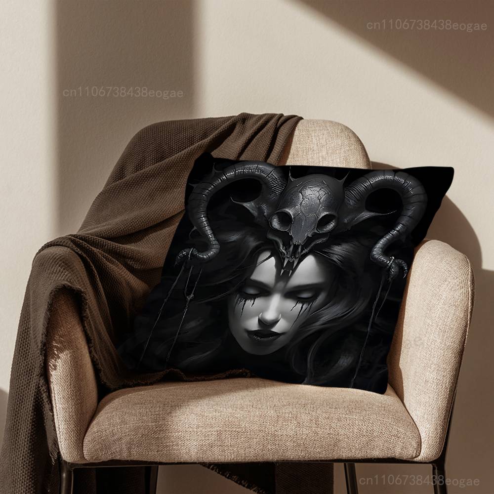 Gothic Satan Witch Throw Pillow Case For 45*45cm,55*55cm,30*30cm For Home Bedroom Decoration And Protector