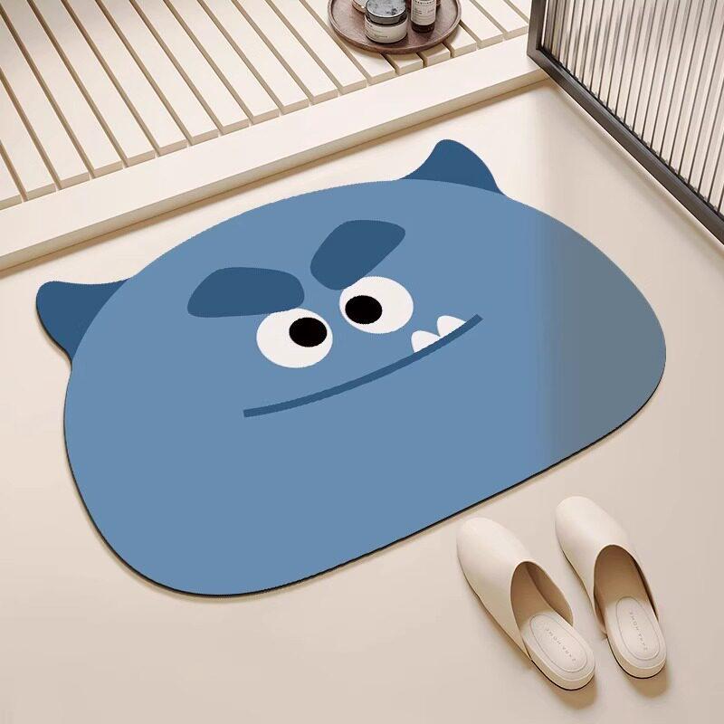 Dirt-Resistant Quick-Dry Non-Slip Cartoon Bathroom Mat with Diatomaceous Earth Water Absorption