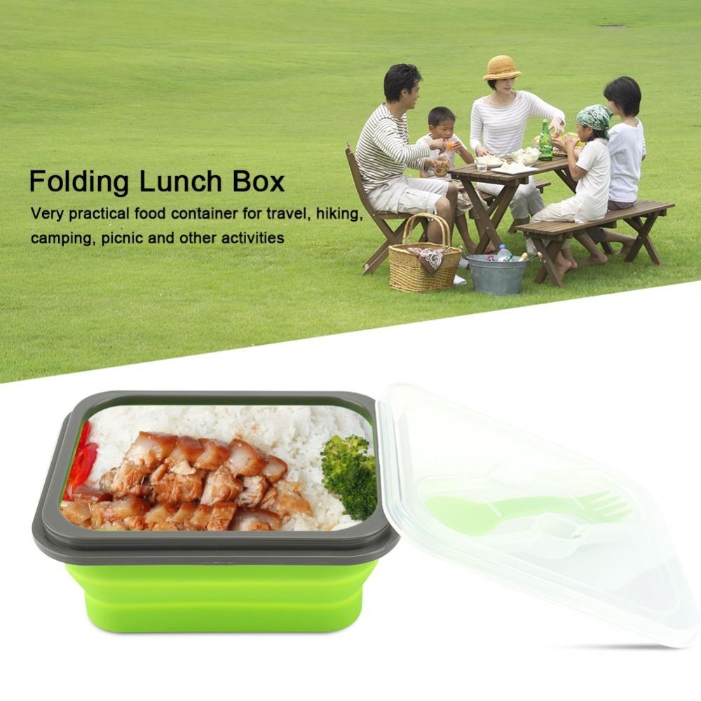 Silicone Collapsible Lunch Box 600ml Portable Storage Bowl  For Outdoor Travel