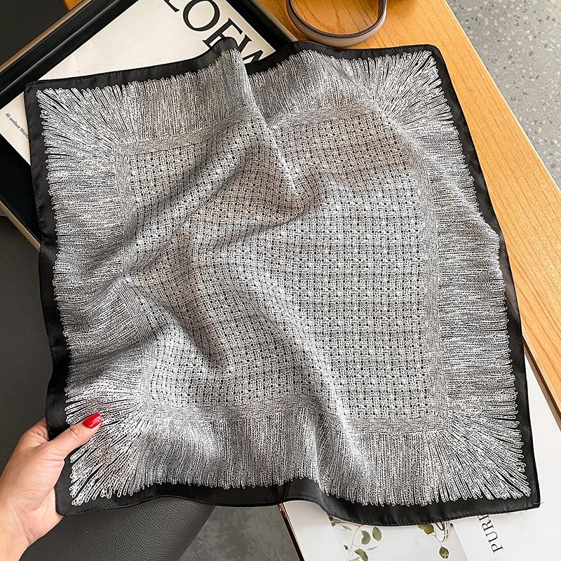 

2025 New 100% Real Silk Scarf Fashion Lady Small Neck Kerchief Foulard Female Bandana Scarves for Women Hair Hijab Shawl Wraps Real Silk 53x53cm