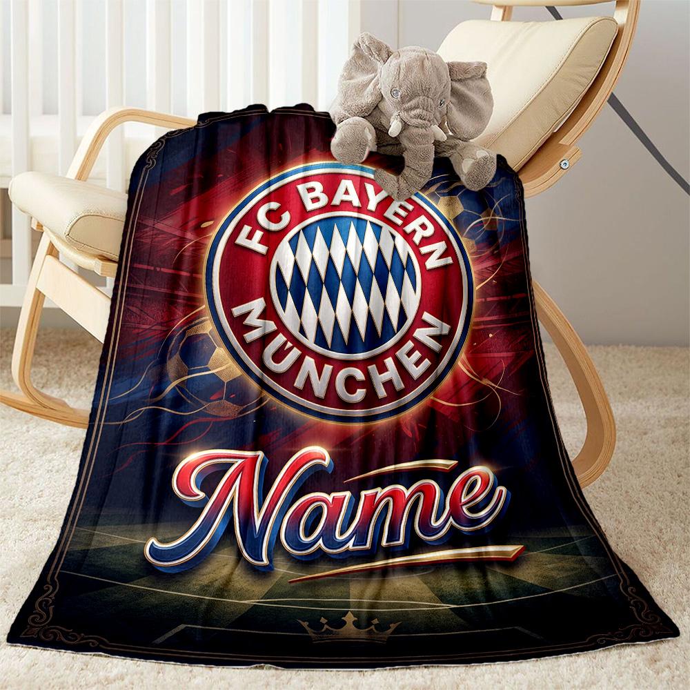Bayern Munich Soccer Poster Personalized Text Blanket Throw Personalized Blanket Soft & Cozy Suitable for Livingroom Sofa Nap Bedding