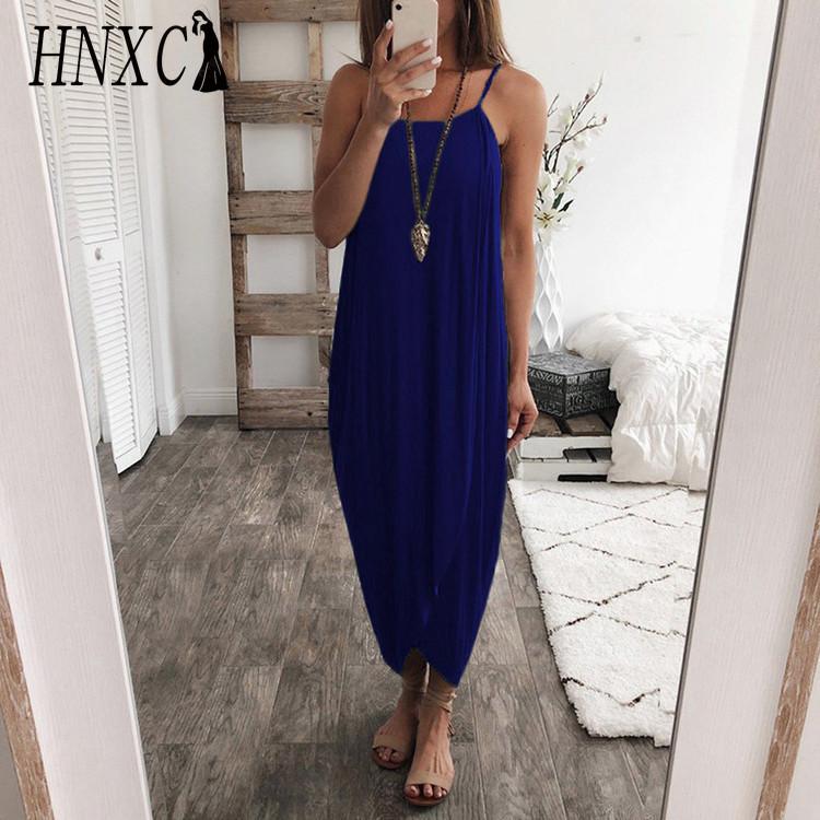 

HNXC Women s Solid Colour Knitted Loose Irregular Dresses XXXL синій
