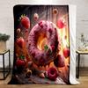 "Strawberry Donut Delight" Print Blanket Soft and Cozy Perfect for the Living Room Bed Sofa or a Nap,gift