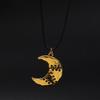 A Gothic creative repair wear moon necklace men and women's vintage leather cord pendant necklace Halloween jewelry gift