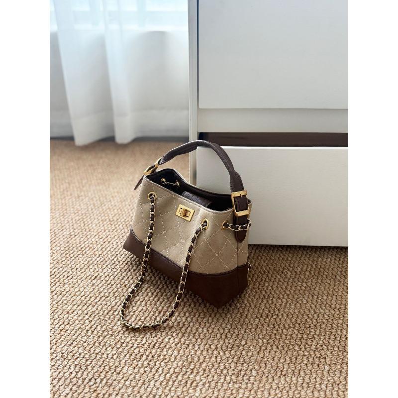 Rhombus chain tote bag women s new work commuter small bag underarm messenger bag bucket bag