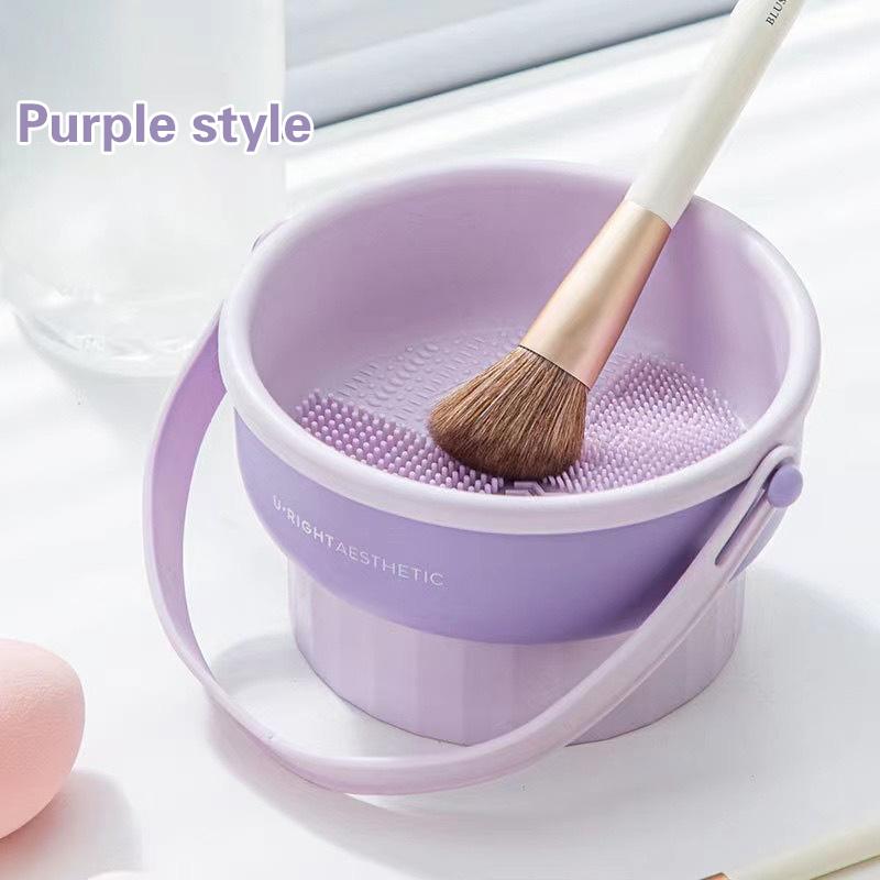 Makeup Brush Cleaning Bowl Beauty Egg Cleaning Tool Storage Set Brush Powder Puff Dry Cleaning Silicone Drying Shelf
