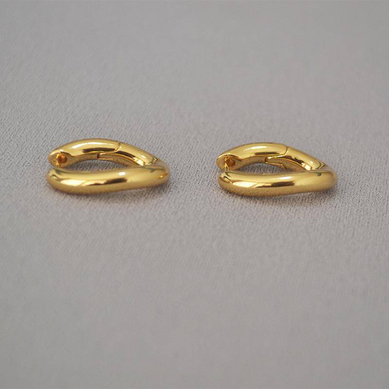 

Glossy Gold-Plated Brass U-Shaped Minimalist Earrings: Chic French Design