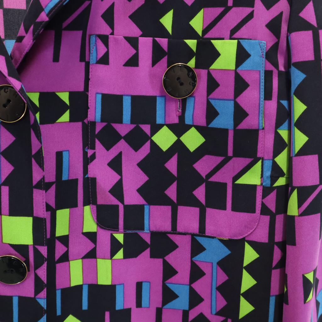 Givenchy 90s Made In Japan Old Geometric Pattern Long Sleeve Oversize Shirt Women Used