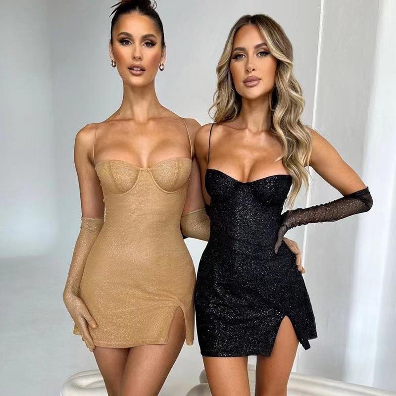 2024 Autumn/Winter Women's Sexy Slimming Sling Dress with Gloves