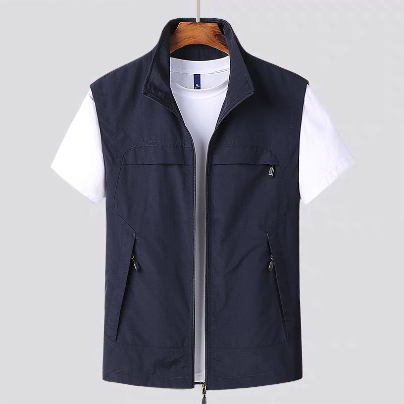 Men's Plus Size Quick-Dry Outdoor Casual Vest - Sleeveless, Loose Fit for Spring & Autumn