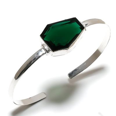 Natural Chrome Diopside Gemstone 925 Sterling Silver Cuff Bangle Adjustable n2W18