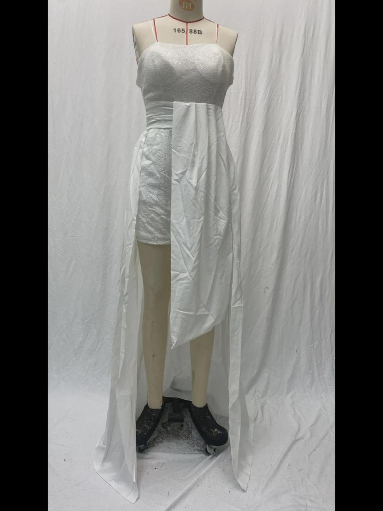 2025 Spring Women's Slim White V-neck Lace Tube Mini Dress