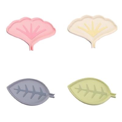 1PC Elegant Leaf Soap Dish Silicone Soap Box for Home or Travel Camping
