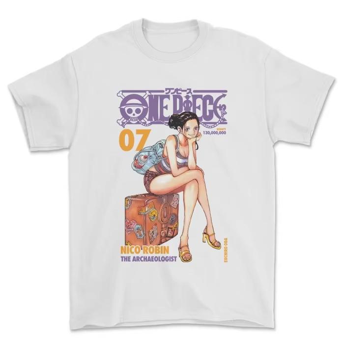 

Summer Tshirt ONE PIECE Robin Unisex Women Retro Anime Harajuku Shortsleeved Oversized Casual Loose Fitness Comfortable Y2k Top S