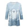 Women's Casual 3/4 Sleeve Halloween Print Round Neck Top Lightweight Loose Fit Pullover Shirt for Everyday Wear