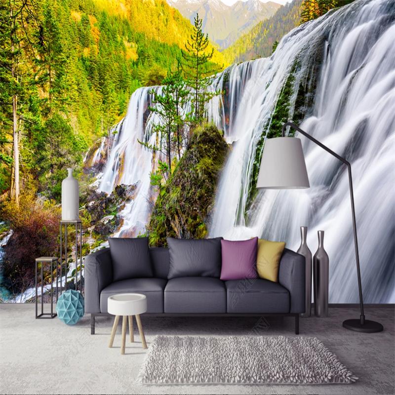 Forest Waterfall Photo Wallpaper Home Decor Sofa TV Bedroom Background Wall Decor Mural