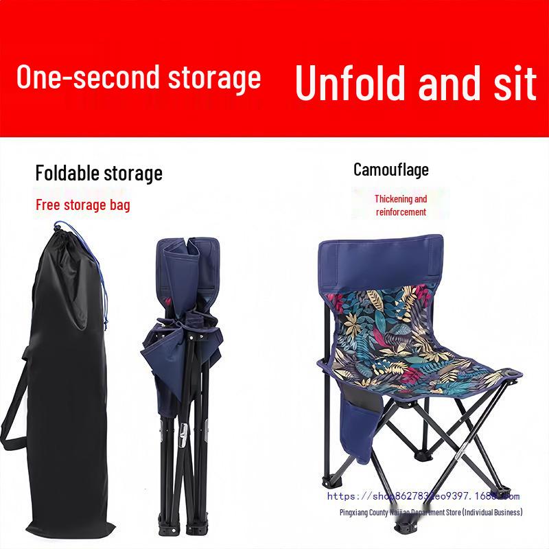 Portable Outdoor Folding Chair with Backrest - Perfect for Fishing, Camping, BBQs, and Art Sketching.