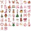50 Waterproof Pink Christmas Stickers: English Graffiti for Scrapbooks, Phones & Decoration