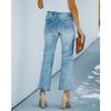 Button Wide Leg Denim High Waisted Women Street Hipster Plain Washed Blue Jeans Plus Size