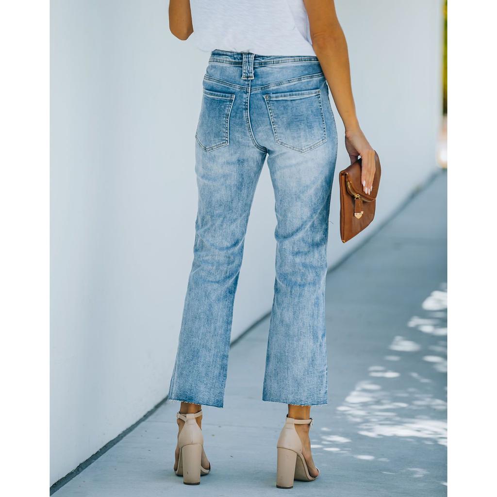 Button Wide Leg Denim High Waisted Women Street Hipster Plain Washed Blue Jeans Plus Size