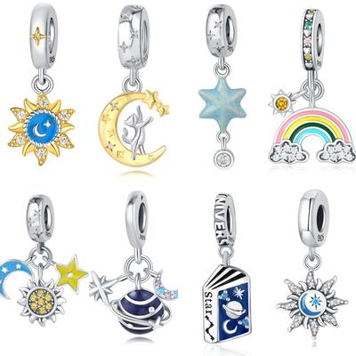 Copper Sun Moon Star Sky Series Pendant Charms Beads Fit Original Wear Braceletsdiy Jewelry Accessory