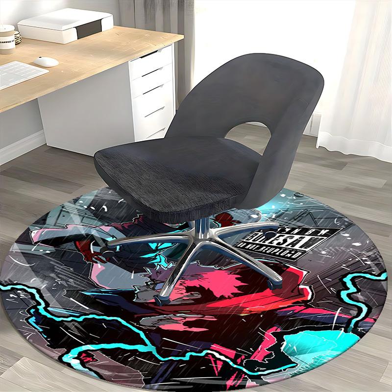1pc Anime Character Round Carpet - Office Chair Mat, Non-Slip Rug with Bonesaw Design, Suitable for Home Decor