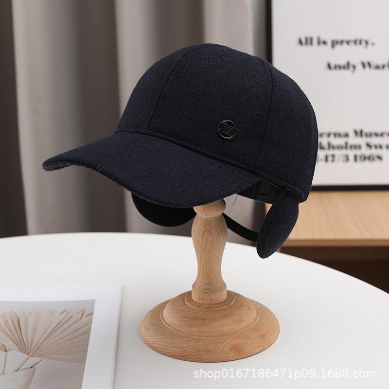 In The Elderly Autumn And Winter Men S Baseball Cap Fashion Hard Top Ear Protection Cap Warm Thickened Cold Hat One size fits all тёмно-синий