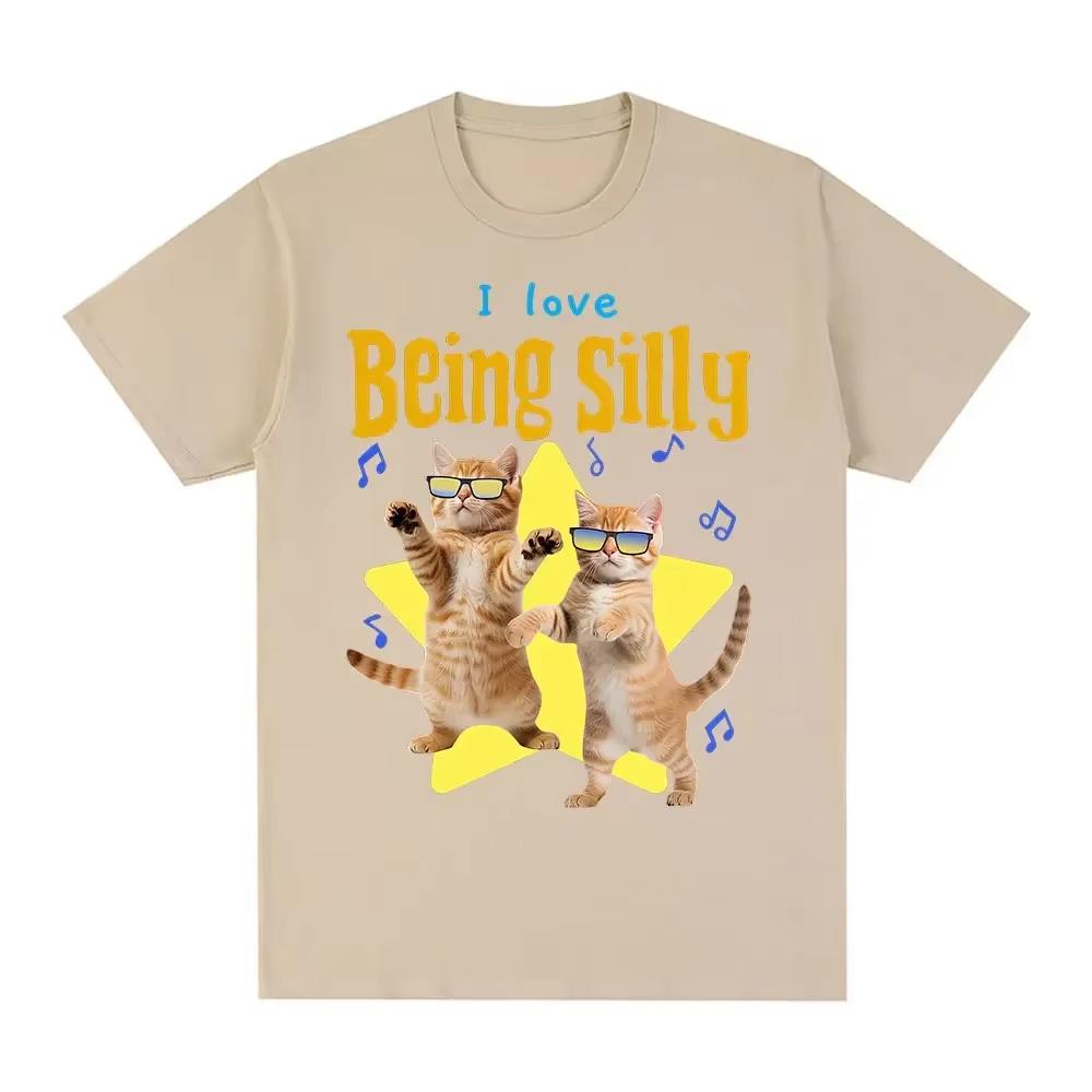 I Love Being Silly Funny Cat Meme T Shirt Unisex WoUnisex Casual Cotton Tshirt Cotton Short Sleeve Oversized Tshirts Tops Streetwear
