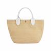 Longchamp Le Panier Pliage 21 Straw Embroidered Snap Closure Leather Canvas Shoulder Crossbody Tote Bag Small Women Handbags White 10144HZB007