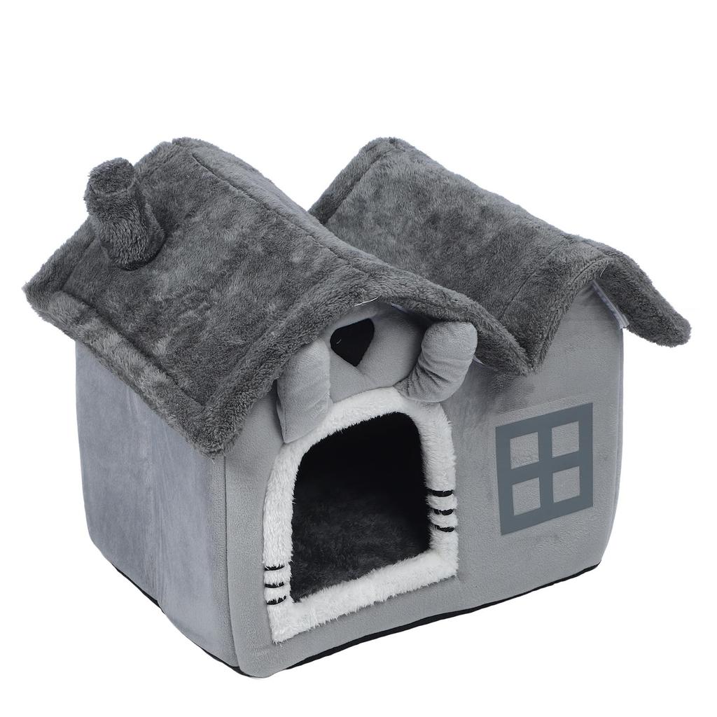Double Roof Indoor Dog House Removable Cushion Washable Cover Cave Dog House for Small Dogs