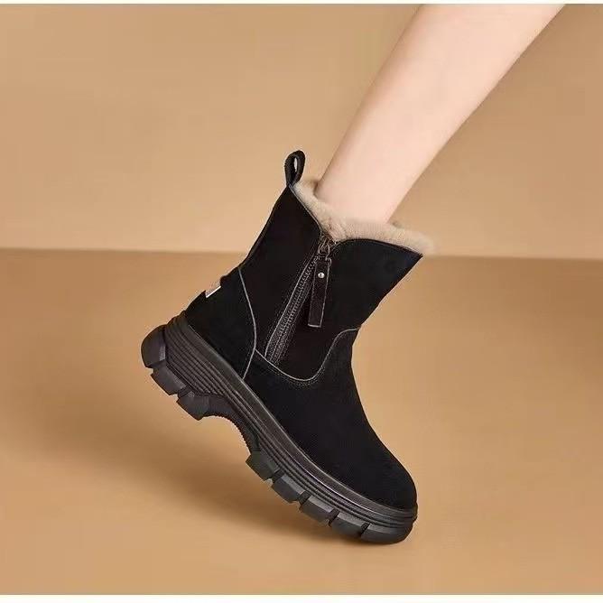 New Platform Martin Boots Women's 2025 New Large Cotton Shoes Mother Short Boots Velvet Warm Snow Boots Non-slip