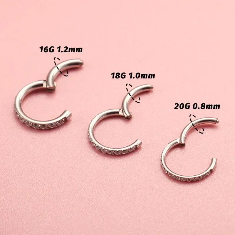 1 Stück G23 Titan Nasenring 16G 18G 20G Klappbares Septum Clicker Segment Ohr Tragus Knorpel Helix Daith Lippe Körper Piercing Schmuck