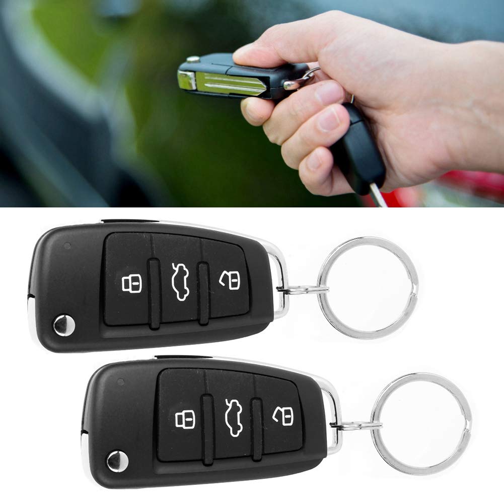 Keyless Entry Car Security System, Universal Car Alarm System, 3-Button Keyless Central Locking Remote Control Kit, Black
