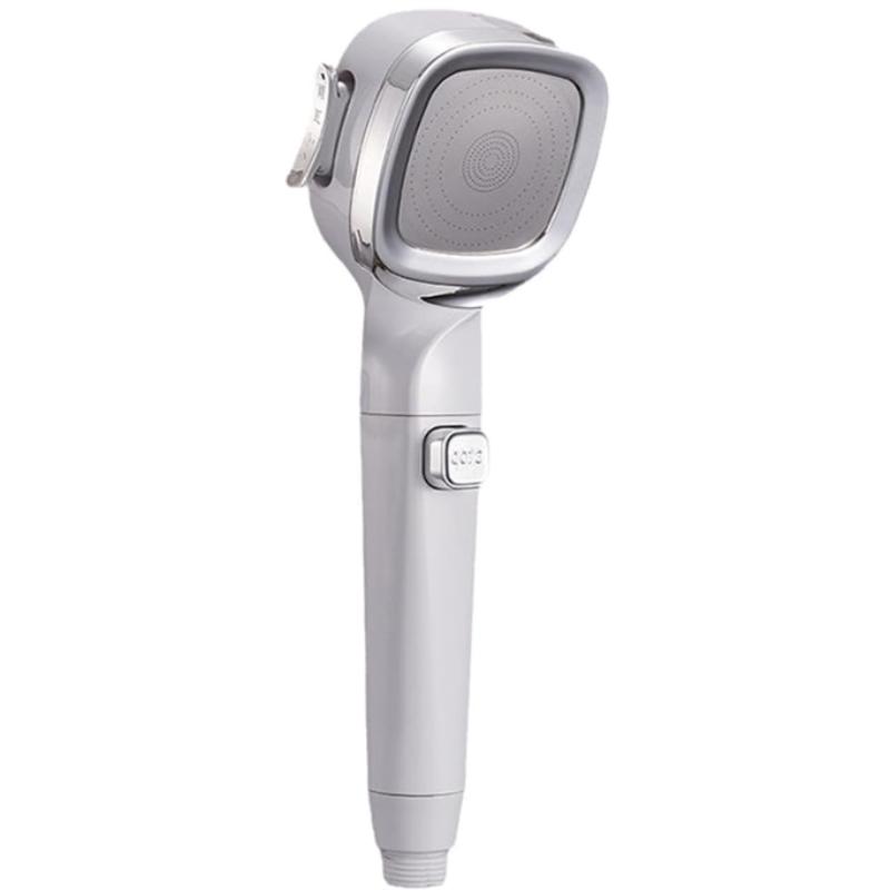 4-mode Handheld Pressurized Shower Head with Pause Switch, Built-in Power Wash